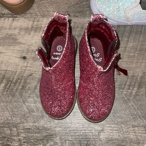Pink glitter booties